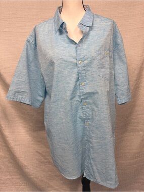 Michael Brandon Light Blue Short-Sleeve Casual Button-Down Shirt